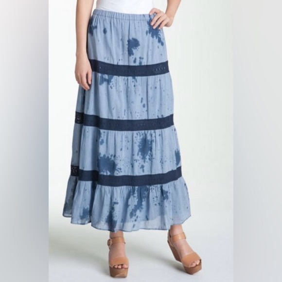 Michael Kors Dresses & Skirts - Michael Kors Washed Blue Tie Dye Crochet Maxi Skirt
 Blue Tie-Dye Maxi Skirt